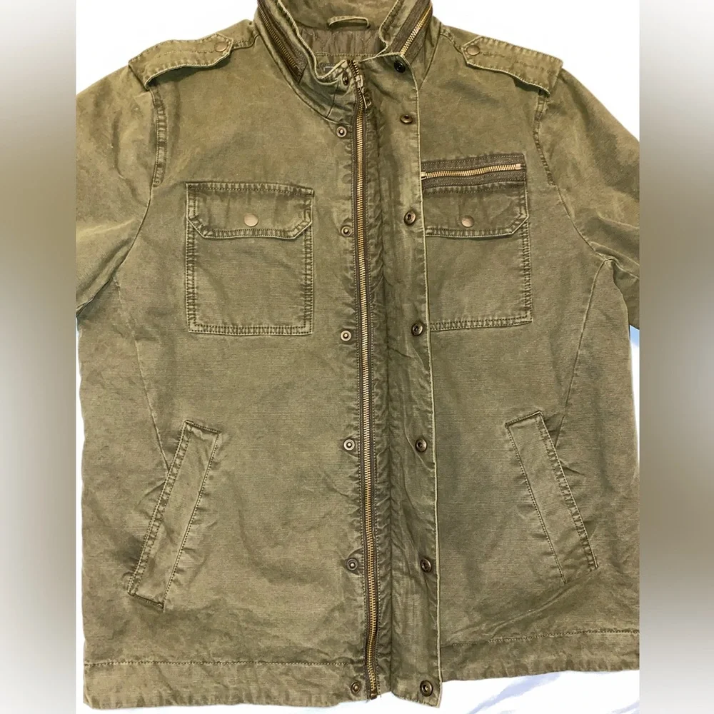 G.H. Bass & Co. Men’s Military Field Jacket Green Olive Large Full Zip Pockets - Picture 9 of 16